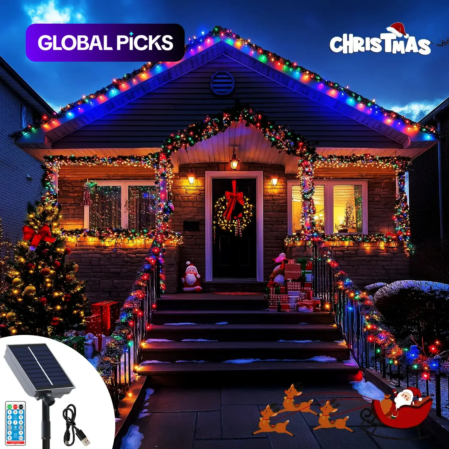 USB-Rechargeable Solar-Powered String LED Lights, Outdoor Waterproof LED Fairy Lights, Decorative Garden Lights, Colorful Ambient & Atmosphere Lighting for Home, Garden, Patio and Party Decor, Solar Outside Lights #GLOBAL PICKS