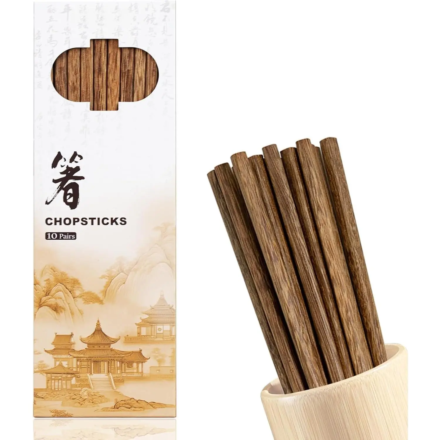 Chop Sticks Wooden 10 Pairs Chopsticks  Set  Luxury Chinese Sticks   Chipsticks for Sushi Rice Noodles  Dishes Rownish Zebrawood