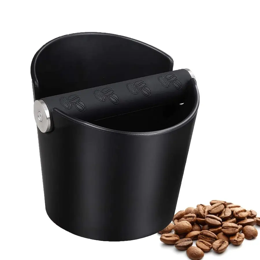 Coffee Knock Box with Removable Metal Knock Bar 4.9 Inch Espresso Dump Bin and Grounds Container Shock-Absorbent Barista Knock Box with Non-Slip Base Durable Coffee Machine Accessory for Home Cafe and Commercial Use