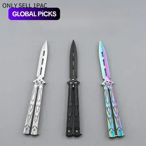 Butterfly Training Folding Knife for CS:GO, Stainless Steel Knives, Non-Edged Hand Training Knife, Game Stationery, Folding Tool Knives, Ideal for Skill Development