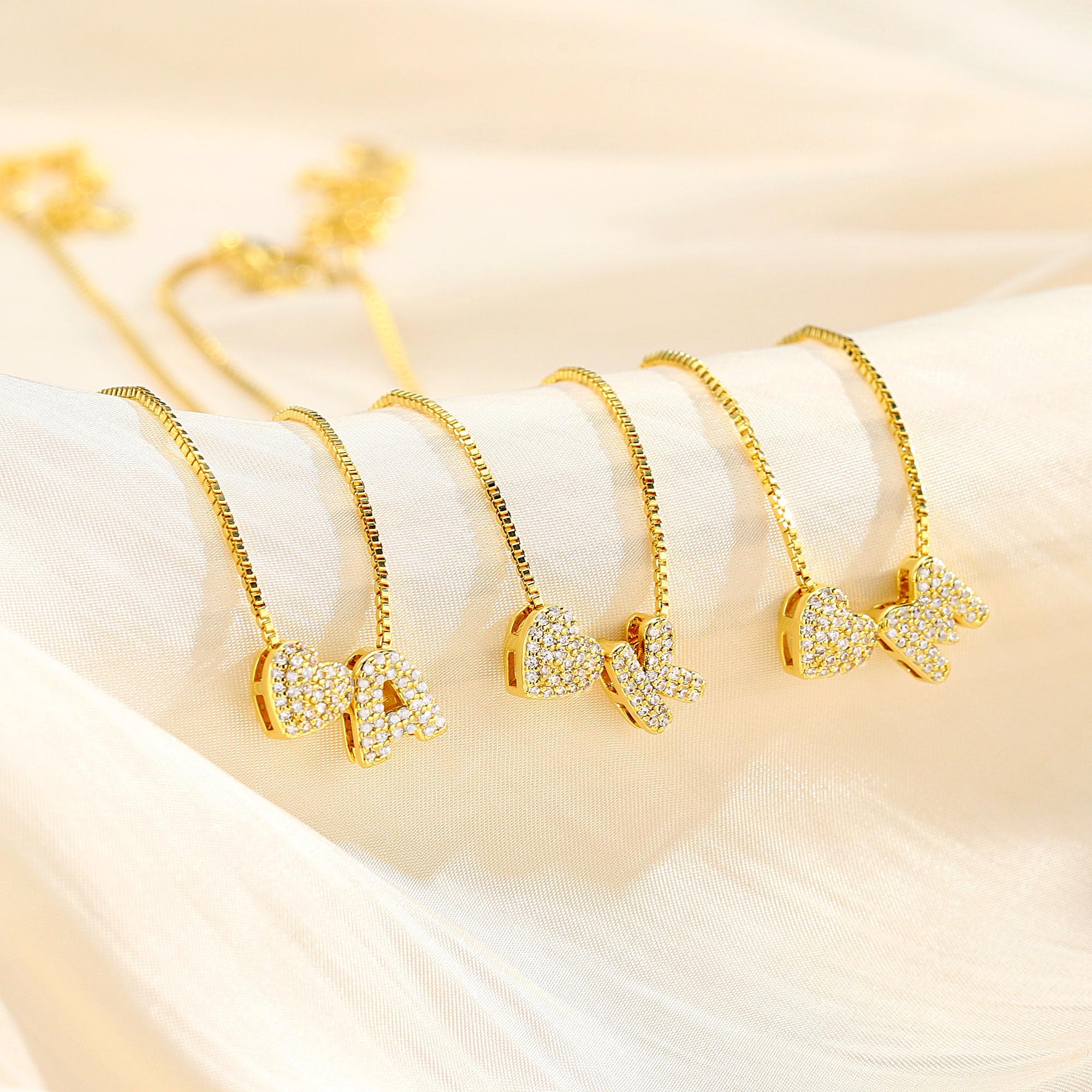 Heart Initial Necklace Gold A-Z Letter Pendant Dainty Heart Name Necklace Personalized Initial Tag Pendant Hypoallergenic 14K Golden Plated Gift for Women and Girls Valentinesdaygift Mothersgivingift Goldplated Birthdaygift Outdoorfun