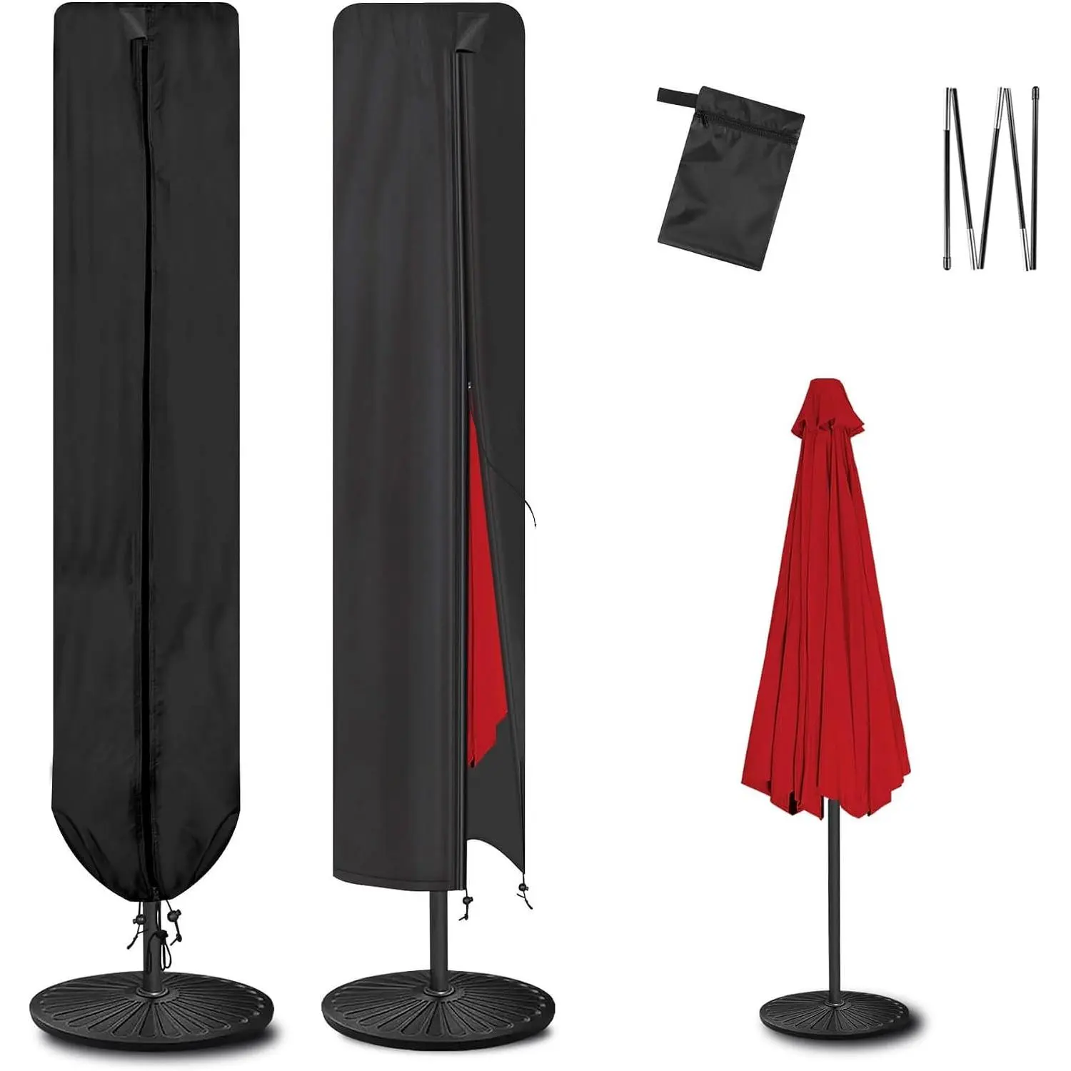 Patio Umbrella Covers for Outdoor Umbrellas 9ft 10ft 11ft,  Oxford Fabric Protection for Outdoor Parasolr, Black