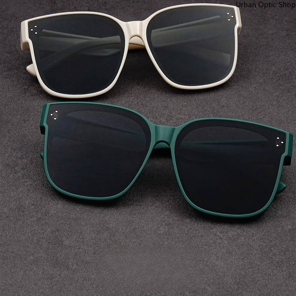 XUH Unisex Nylon Oversized Fit Over Sunglasses - Matte Dark Green Square Frame, Dark Tinted Anti-Glare Lenses, Side Vented Design, Sun Protection Eyewear for Prescription Glasses Wearers, Driving, Sunglasses for Women, Unisex Wear