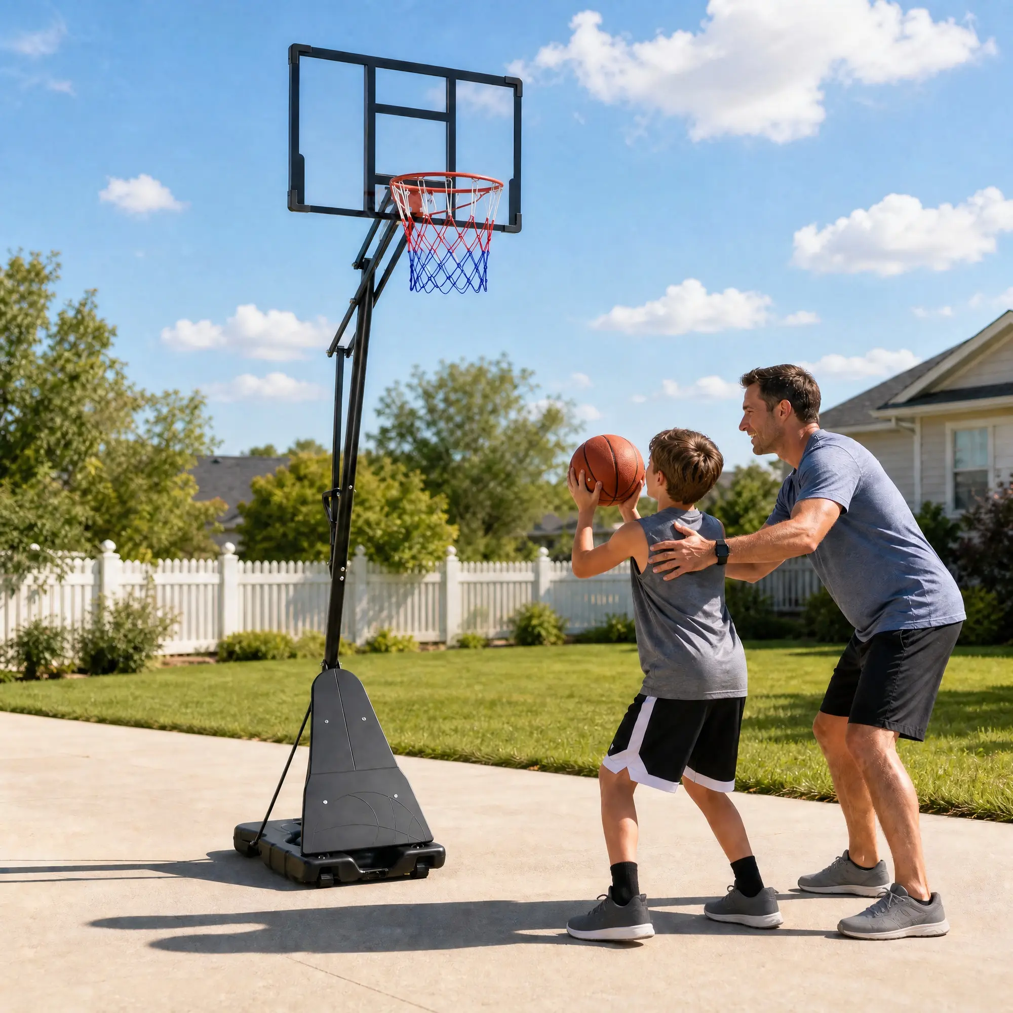 44 Inch Portable Basketball Hoop System - Adjustable Height 5 to 10 FT Outdoor Basketball Stand with Shatterproof Backboard, Wheels, Fillable Base for Driveway Backyard