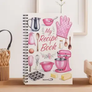 A5 Cooking Recipe Twin-Wire Spiral Notebook, Oven Mitt Themed Meal Planner & Diary Journal, Coil Bound Kitchen Cooking Schedule Organizer Stationery for Home Chefs & Cooking Enthusiasts