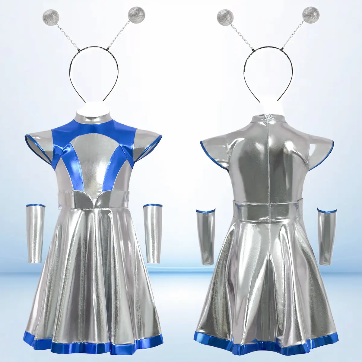 AI Alien Astronaut Robot Cosplay Outfit - Smooth, Soft, Comfy, Loose Fabric Halloween Sci-Fi Costume for Themed Party, Stage Performance