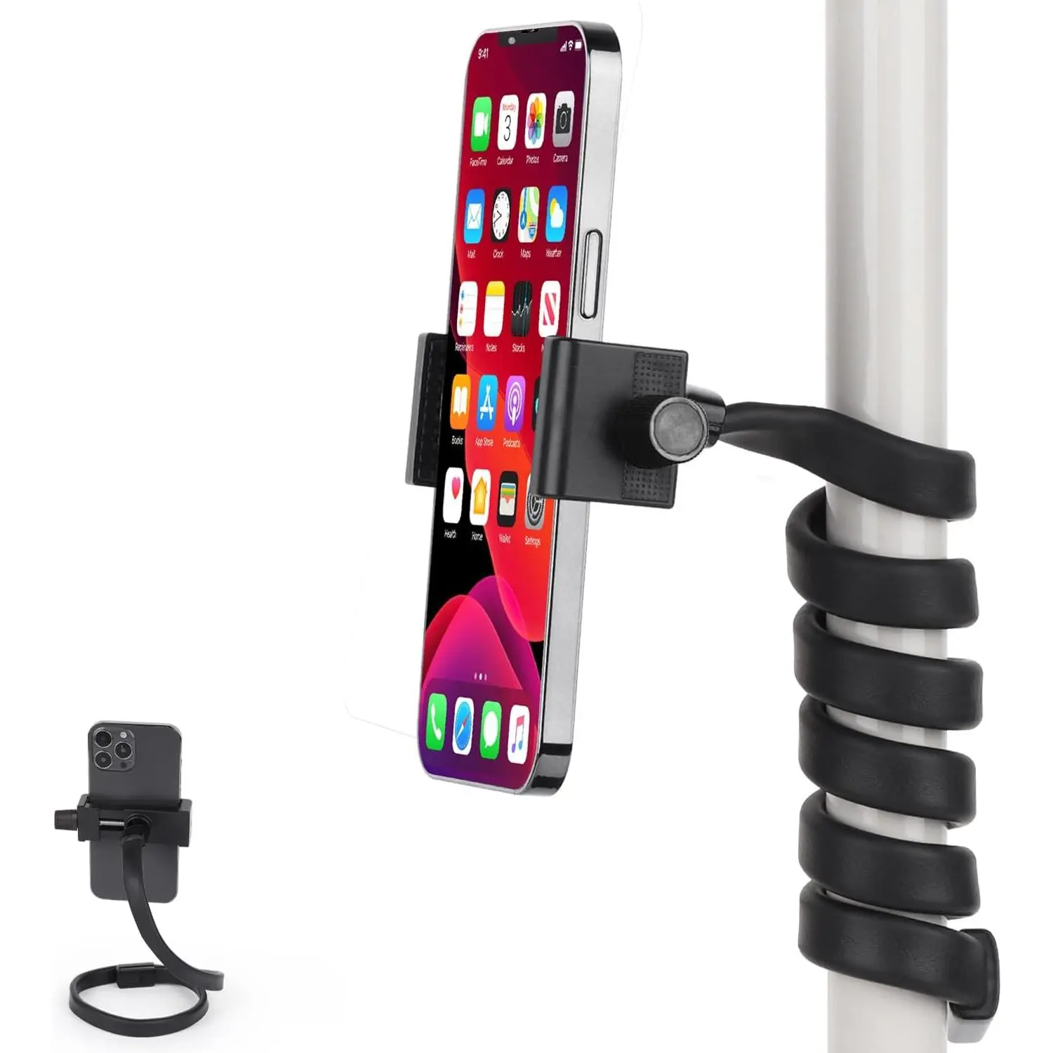 Portable Flexible Cell Phone Holder Stand for Treadmill//Elliptical///Shopping Cart,Compatible with 3.5~7.5" /Smartphone, 27.5 inch/70cm Long Arm for Cellphone