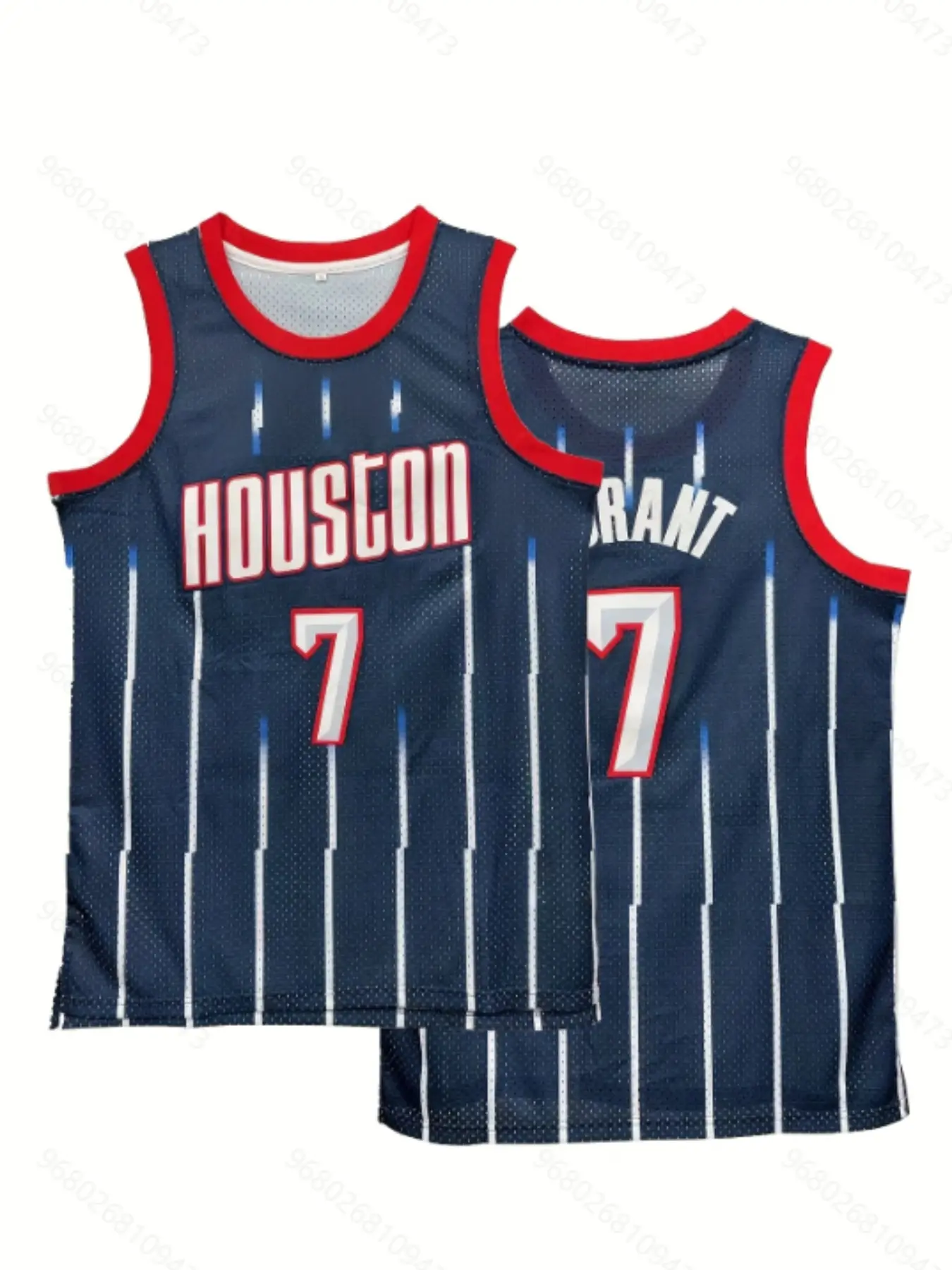 Breathable Basketball Jersey Size 7, Moisture-Wicking Sportswear, Loose-Fit Eyelet Embroidery Design, All-Season Athletic Clothing