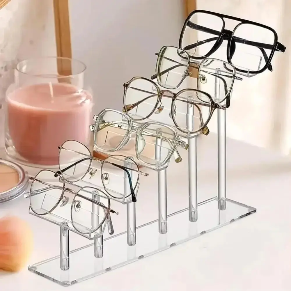 6-Tier Acrylic Anti-Slip Desktop Eyewear Rack, Independent Staircase Display Stand for Glasses Store, Sunglasses Showcase Organizer