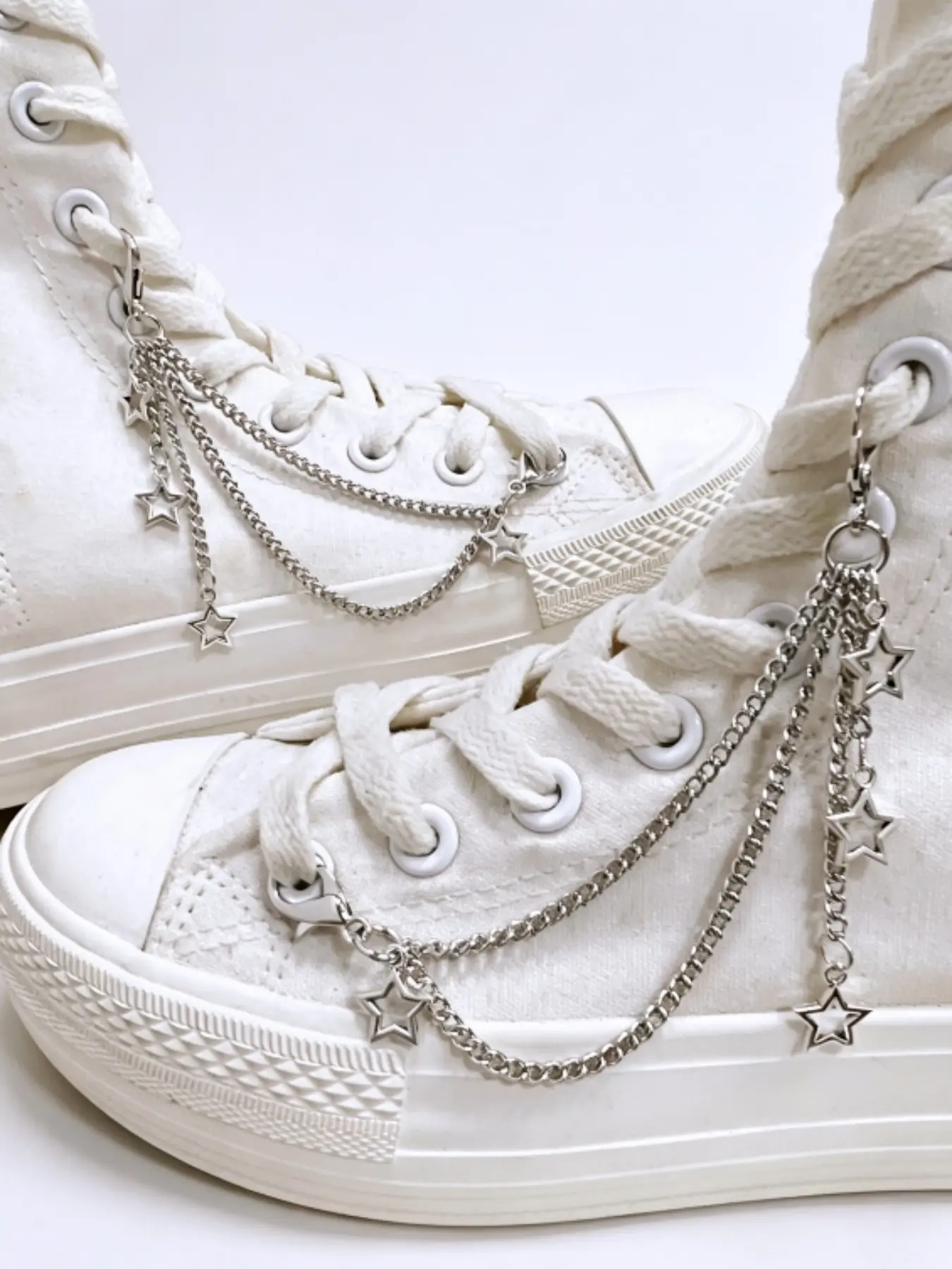 2pcs Star Pendant Multi-Layer Shoe Chains, Y2K Style Shoe Decorations, Shoe Charms, Detachable Shoe Accessories, Casual Plain Design, All Seasons