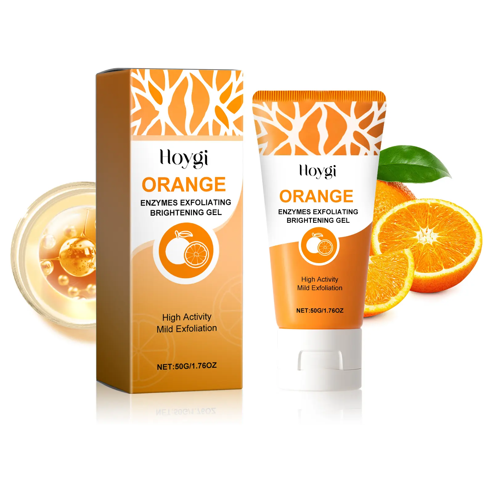 Hoygi Orange Enzymes Exfoliating Gel - Protease & Niacinamide Face Exfoliator, Gentle Exfoliating Cleansing Gel for Deep Pore Cleanse & Smooth Skin, Suitable for All/Sensitive Skin Types