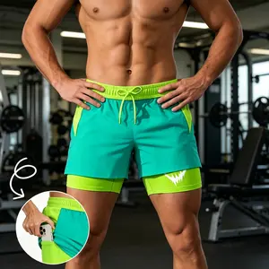 Men's Breathable Quick-Dry Sports Shorts - Male Plus Size, Normal Type, 2XL, Drawstring Waist with Knot Detail, Lightweight, Pocketed, Suitable for Running, Hiking
