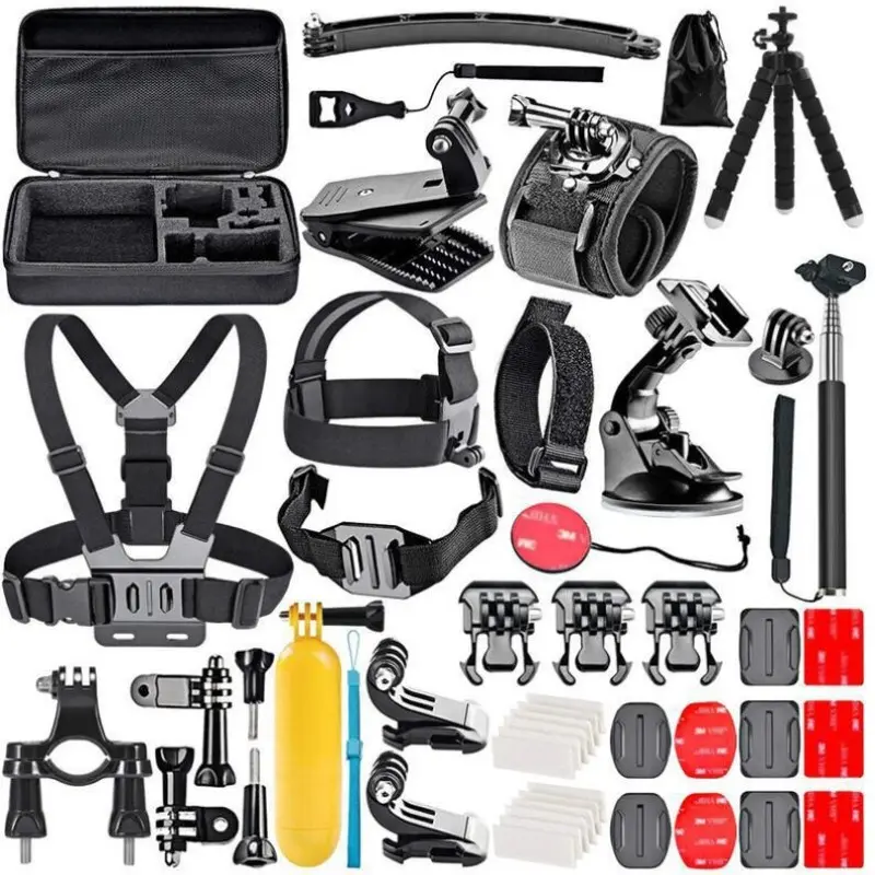 120pcs Action Camera Accessory Kit, Sports Camera Accessories, Video Recording Accessories, Multi-Scene Mount Set, Compatible with Gopro, Dji, Insta360, Includes Chest Harness, Head Strap, Tripod, Vlog Accessories