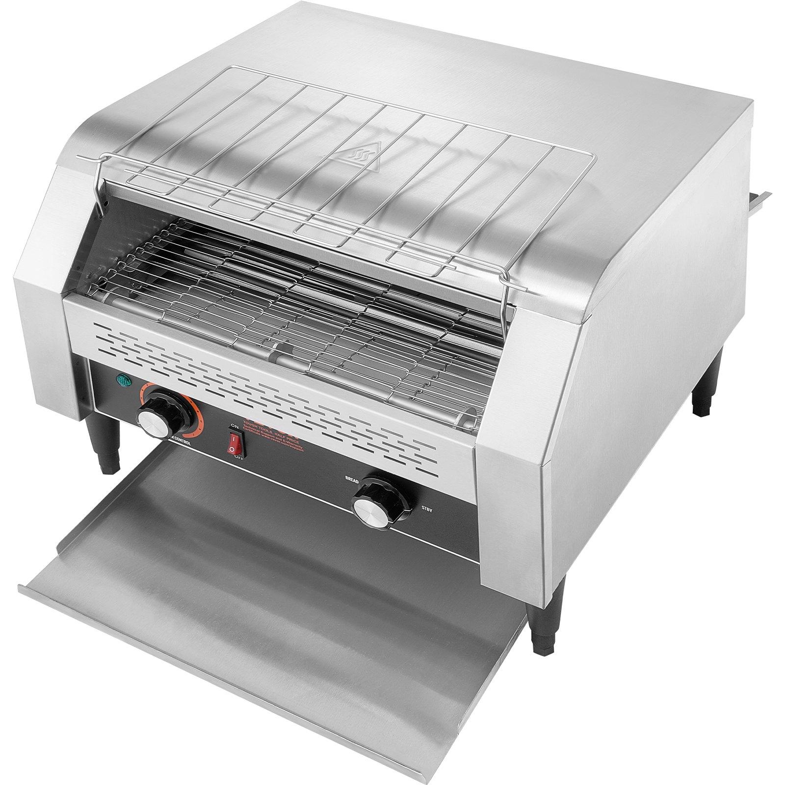 VEVOR Commercial Conveyor Toaster, 450 Slices/Hour Conveyor Belt Toaster, Heavy Duty Stainless Steel Commercial Toaster Oven, Electric Restaurant Commercial Toaster for Toast Bun, Bagel, Bread