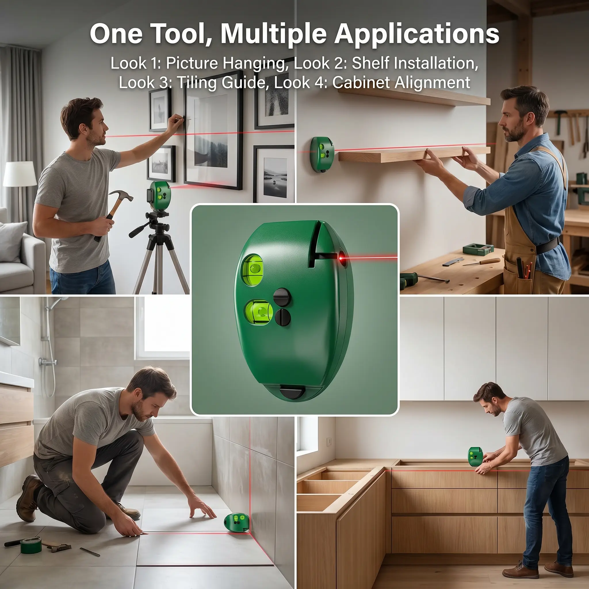 Portable 90 °   Electronic Laser Level with Red/Green Light, Self-Leveling Function, Dual Parallel Line Marking Tool for Construction Engineering