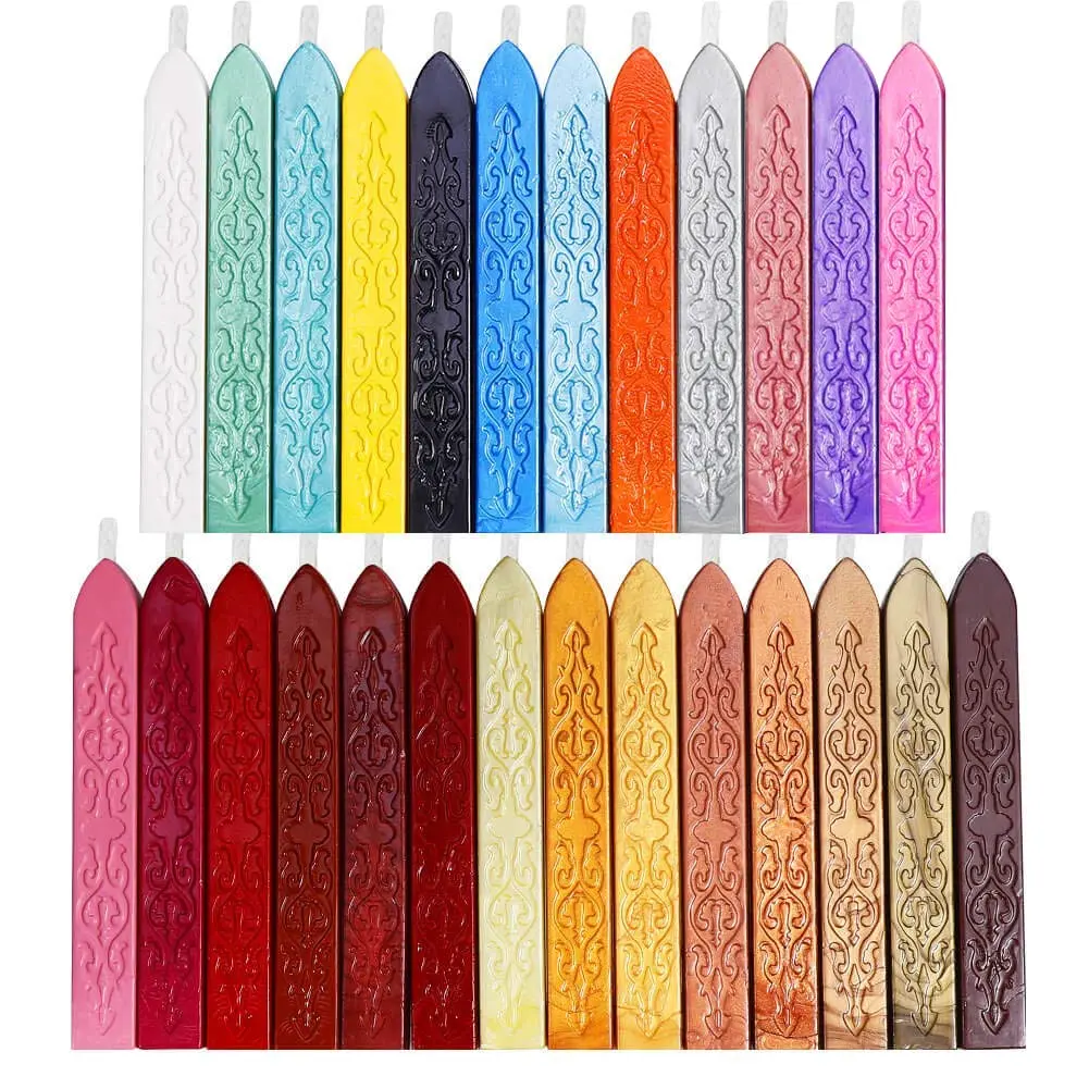 26 count Antique Sealing Wax Sticks with Wicks for Postage Letter Retro  Wax Seal ,  Colors