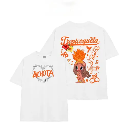 34-Latin Bichota Inspired Graphic T-Shirt, Tropitour Style Premium Cotton Tee, Latin Pop Queen Fan Shirt, Cute Summer Festival Concert Merch, Unisex Casual Streetwear Top