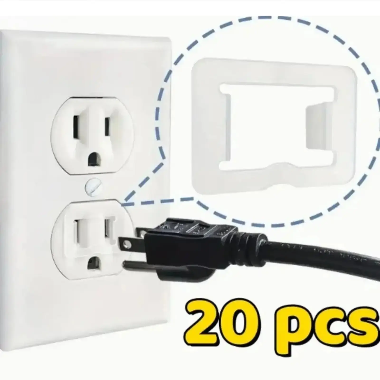 20 Pcs 2-Prong Outlet Tighteners, durable plastic socket stabilizers.Fix loose plugs and fill gaps, keep electrical connections secure, practical repair tools for household daily use