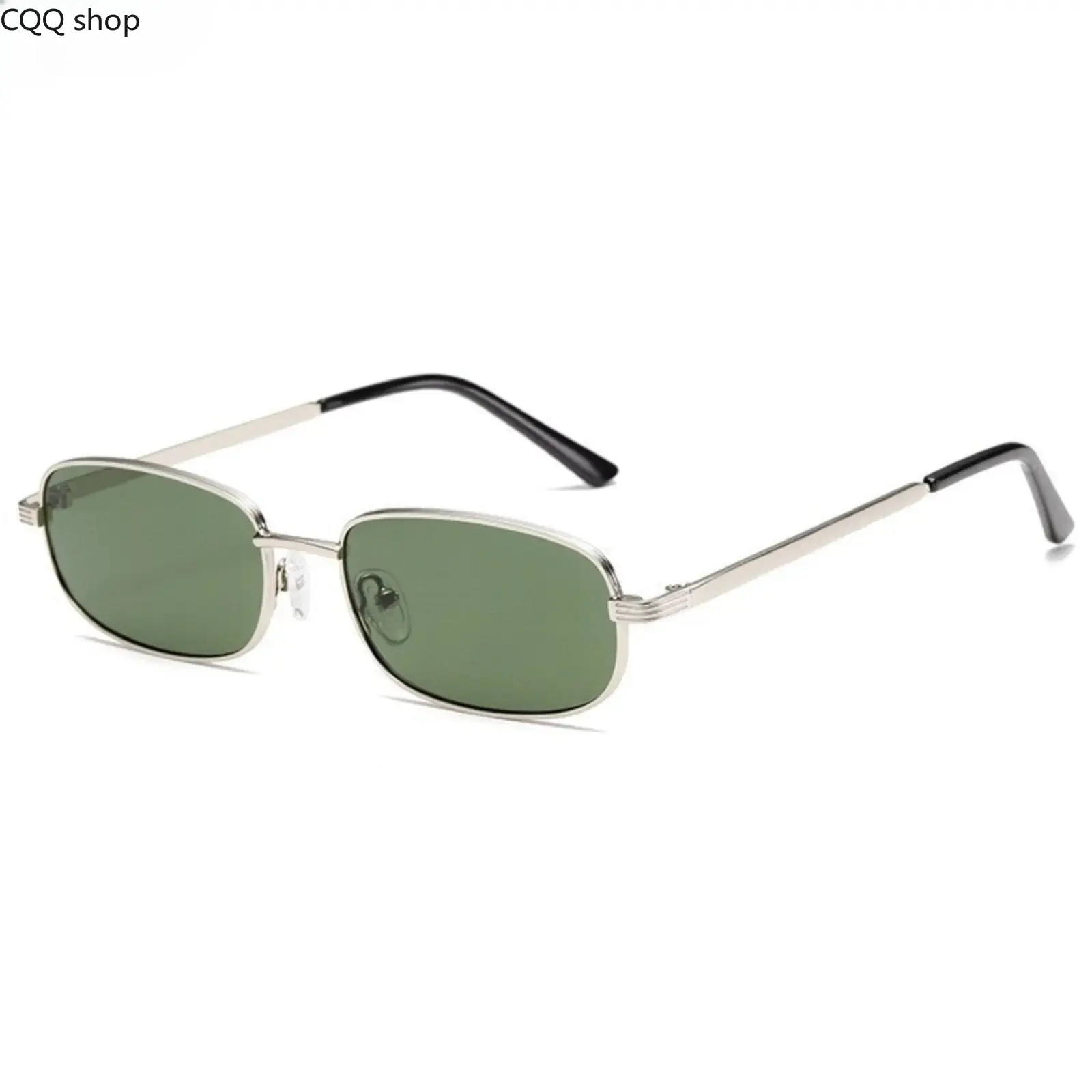 Men's 90s Retro Small Rectangular Sunglasses - Silver Metal Frame, Green Lens, UV400 Protection, Lightweight Trendy Vintage Sports Eyewear, Retro Vibe Elevates Everyday Outfits, Casual Daily Use Gift, Trendy Vintage Sunglasses