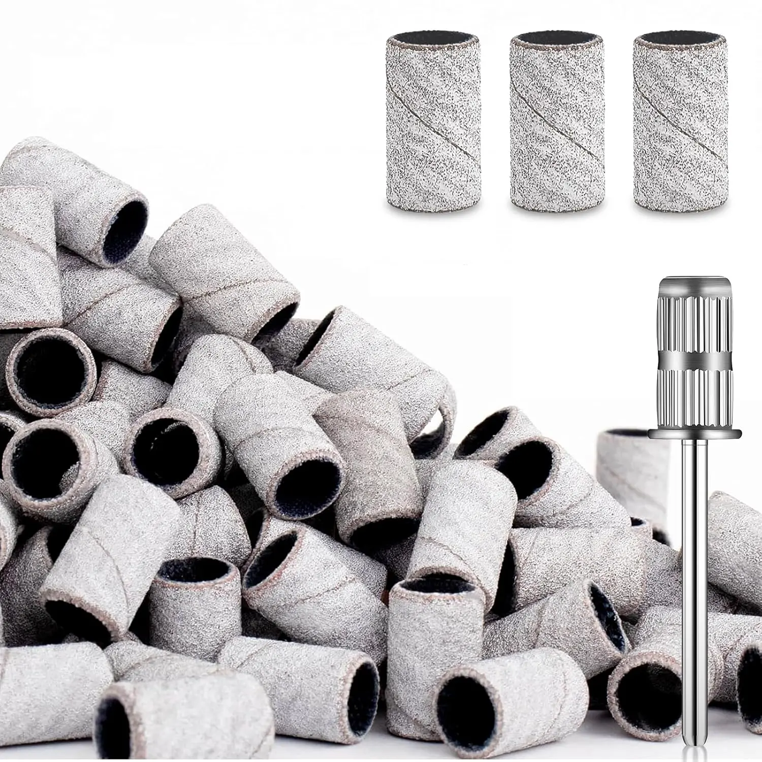 120 count  Drill Bits Sanding Bands with  Drill Bits, Professional Sand Band 180# Fine Grit  File Sanding Bands for  Nails Manicures and Pedicure