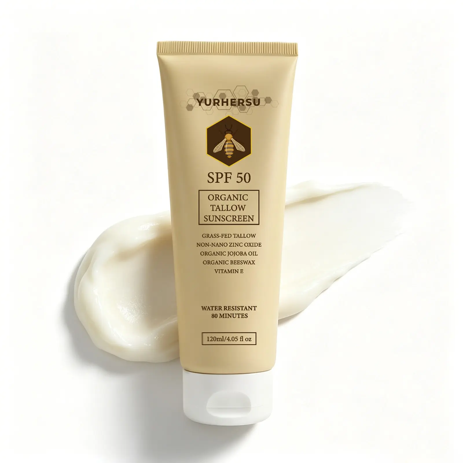 SPF50 Grass-Fed Tallow Moisturizing Sunscreen, Natural Non-Nano Zinc Oxide Mineral Sun Protection, Deep Hydrating Clean Skin Care For Daily Outdoor Use