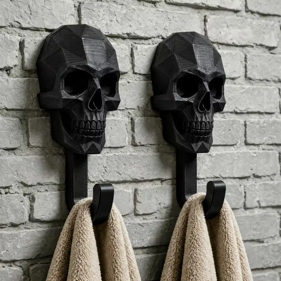 2pcs Skull Wall Hook, Creative Gothic Towel Hook, Vintage Skeleton Coat Hanger, Bathroom Towel Rack, Entryway Key Holder, Bedroom Door Back Storage Hook, Halloween Punk Wall Decor