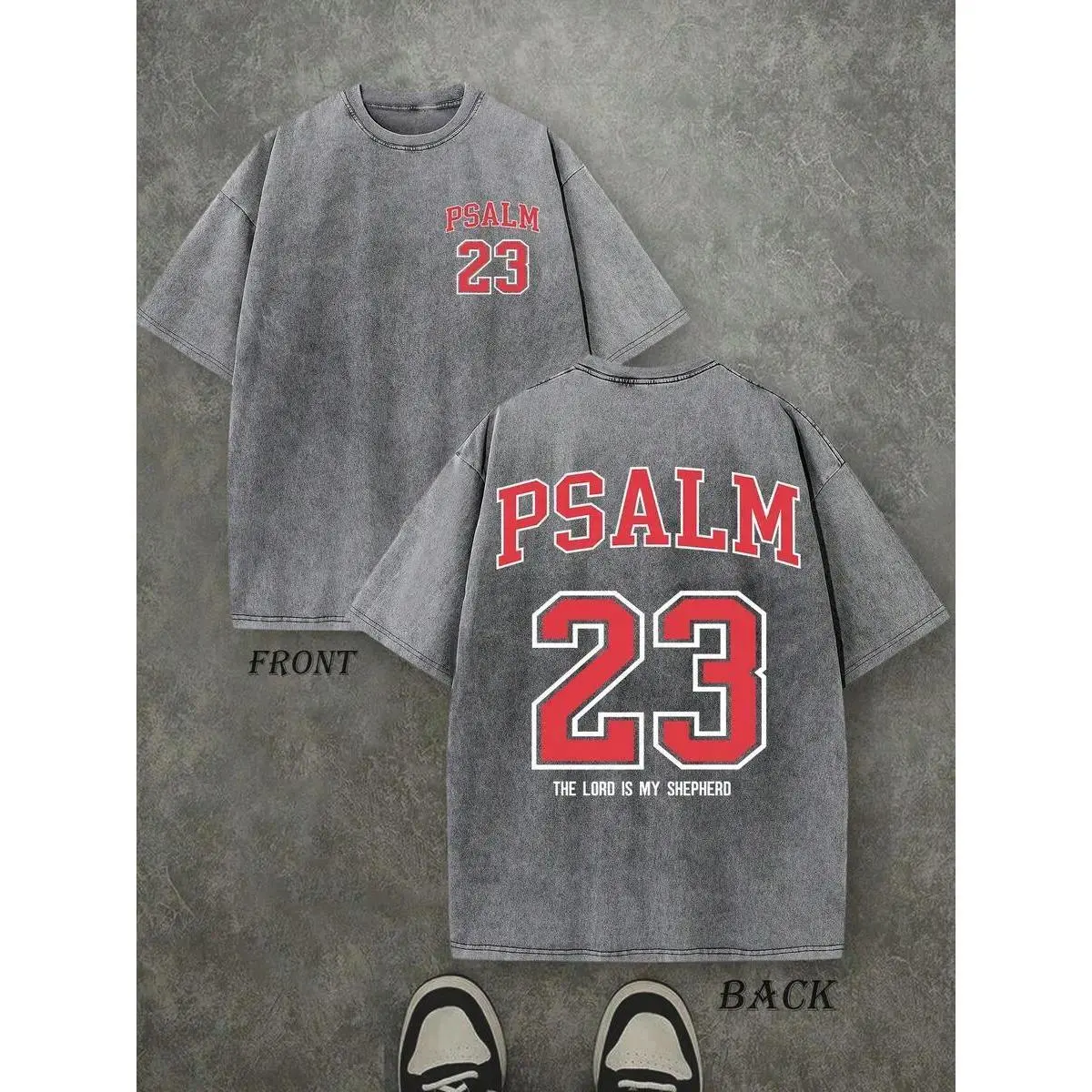 Psalm 23 Christian T-Shirt |   The Lord is My Shepherd Vintage Tee |   Heavyweight 100% Cotton Double Sided Shirt |   Comfortable Religious Streetwear Gift for Her & Him