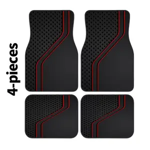 4pcs Fashionable Car Floor Mats, Automotive Floor Mats, Line Design, Non-Slip Base, Fits Most Models, Tesla Mdy, Suvs, Elegant Interior Decor, Perfect Gift