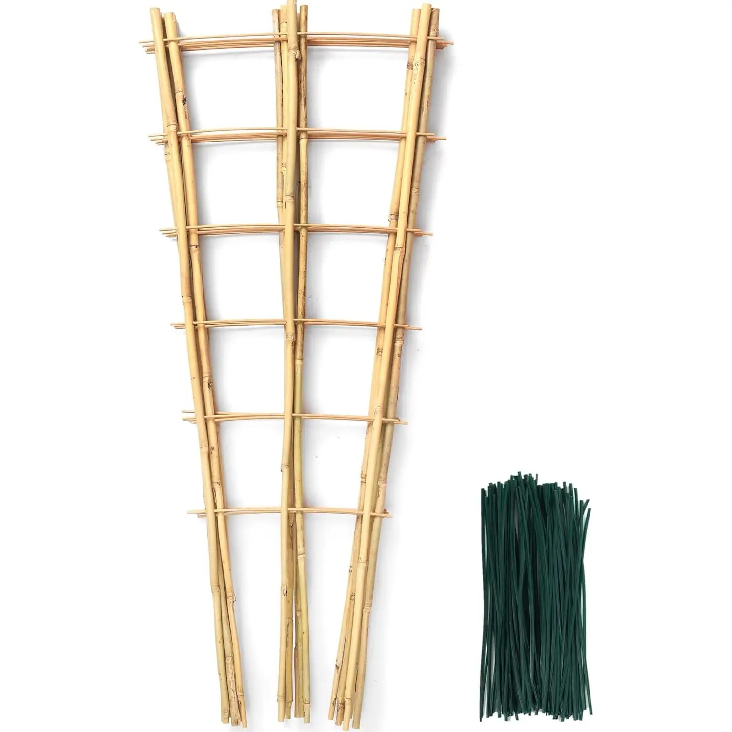 6 Pack 3Ft Bamboo Trellis for Climbing Plants,35.5 Inch Fan-Shaped Bamboo Plant Trellis with 100pcs Twist Ties for Outdoor and Indoor Potted Plants Garden Stakes