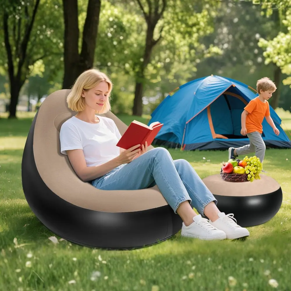 Inflatable Chair for Adults,Portable Inflatable Chairs with Ottoman and ir Pump