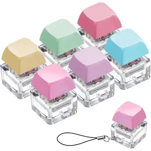 6 Pcs Keyboard Toy Clicker Keyboard Fidget Keychain Decompression Toys Button Stress Relief Gifts for Adult to Relief Stress Pass the Time (Macaron)fidget toys
