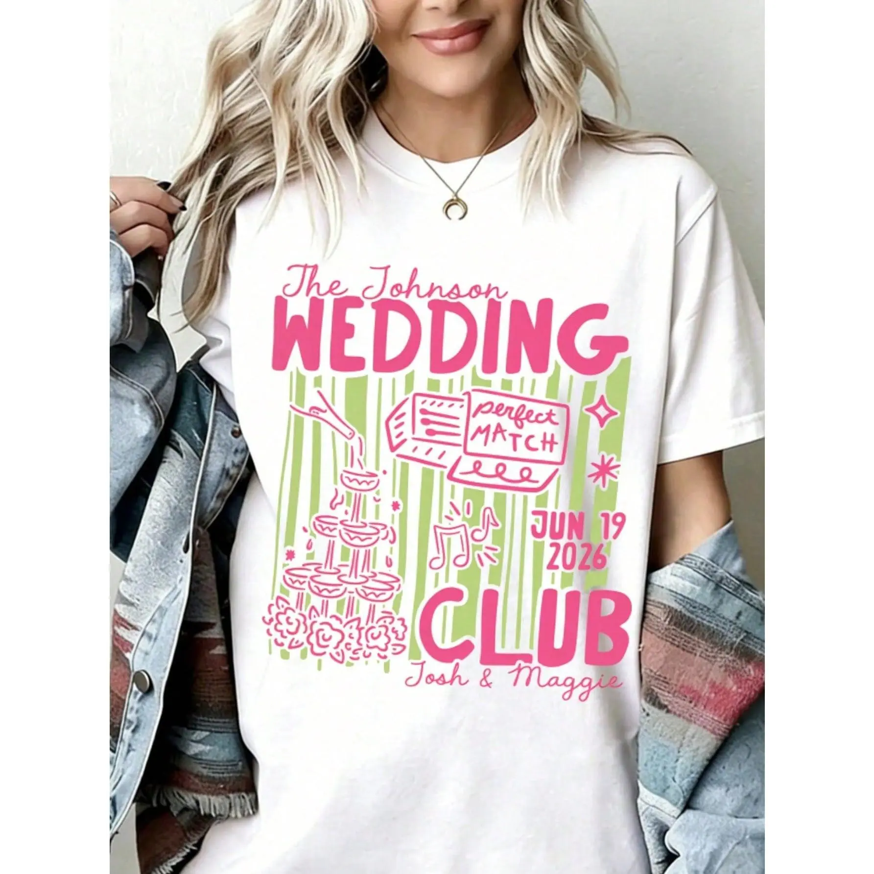 1PC 100% Cotton Wedding Party Top - Personalized Short-Sleeve Sports Top, Loose/Fit Bridal Party Favor Gift, Soft Fabric Bride Merch