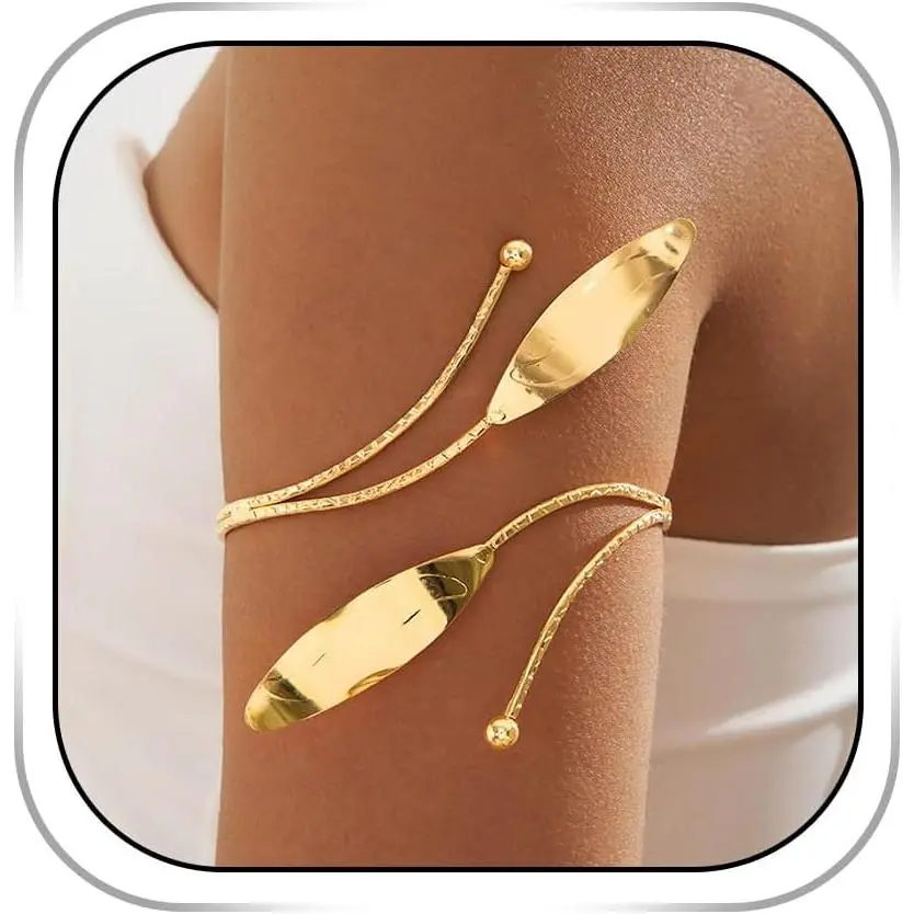 Arm Bracelets for Women Adjustable Upper Arm Cuff Leaf Shell Armband Bracelet Boho Bangle for Beach Wedding