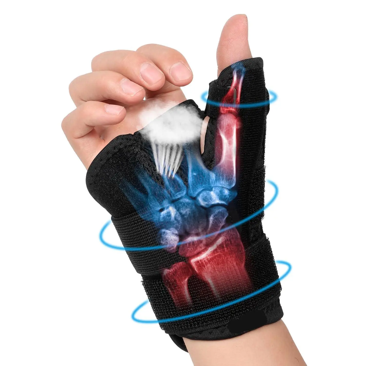 Adjustable Strap Thumb Spica Splint - Carpal Tunnel Wrist Support Brace for Adults, Relief from Tendinitis, Arthritis, Trigger Finger, Sprains, Hand Wash Safe, Aids Typing & Sleep, Fits Left/Right Hands