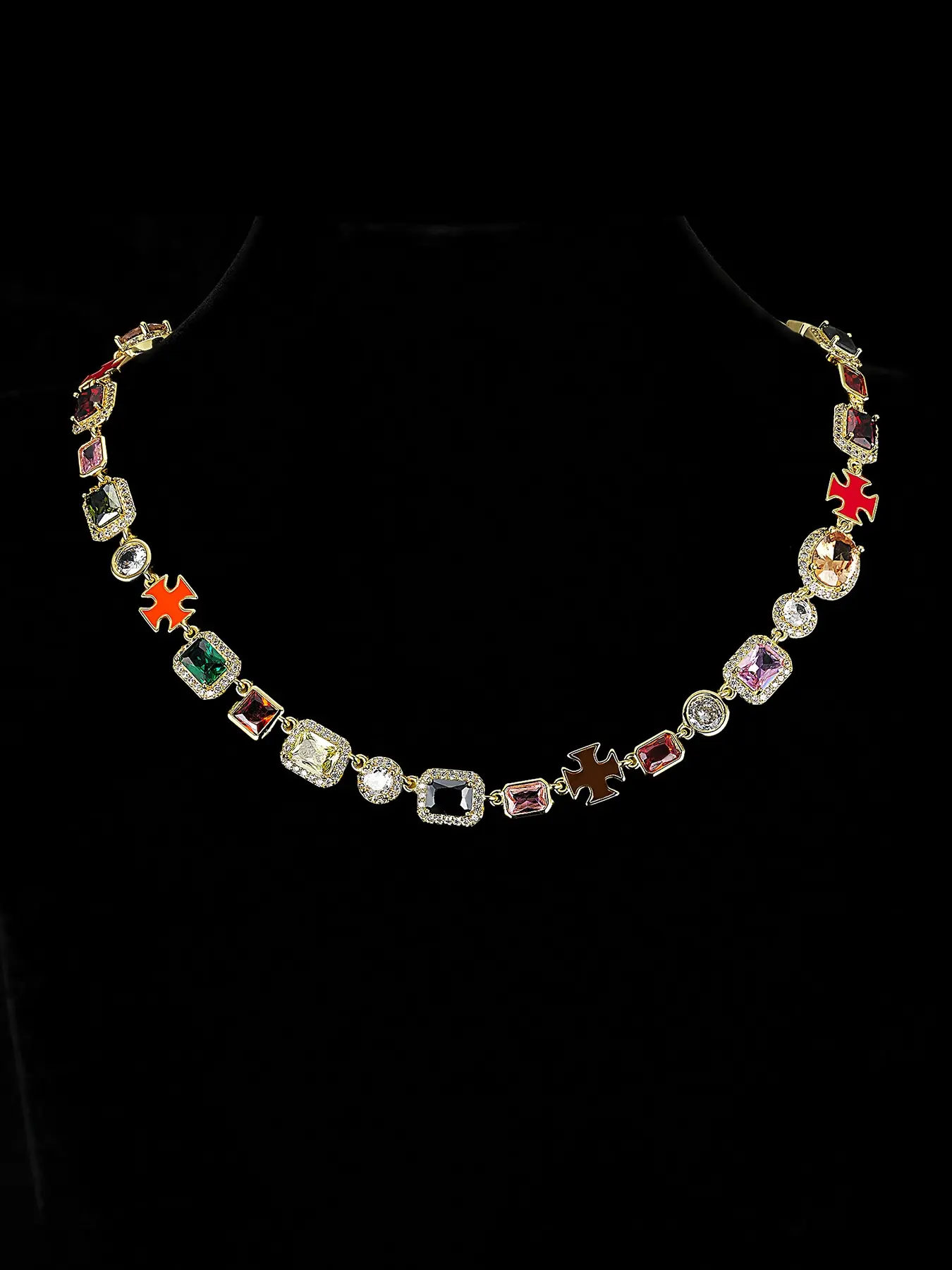 Colorful Faux Crystal Zirconia Necklace, Rhinestones Pendant Necklace, Zirconia Pendant, Light Luxury Holiday Gift for Others, Necklace And Chain, elegant necklace, trendy necklace, Fashion Accessory Necklace, Jewelry Accessories for Women & Girls