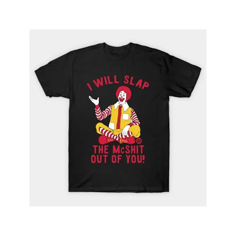 Printed 100% Cotton Unisex mens i will slap the mcshit you funny graphic t shirt 100 cotton soft crew neck tee black with red yellow humorous short sleeve shirt for summer outdoor activities sizes s 3xl tee shirts durable fabric shirt vibrant black