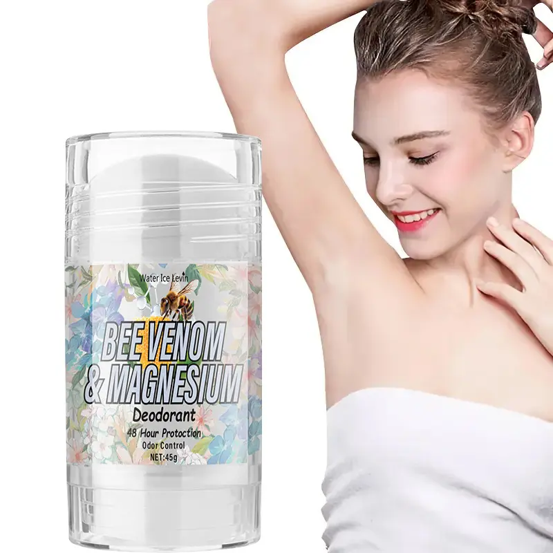 Water Ice Levin Bee Venom & Magnesium Deodorant Stick, 48-72H Long Lasting Odor Control Anti Sweat Cream, Mild All Skin Types Whole Body Deodorant for Armpit Inner Thigh, Portable 45g