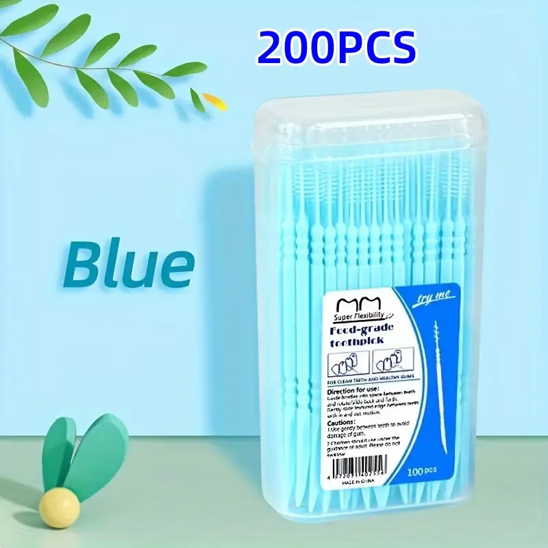 200 Pcs Fishbone Toothpick Brush, Dual-Head Plastic Dental Picks, Toothpicks for Teeth, Teeth Cleaning Tools, Convenient Box Packaging, Ideal for Oral Care & Cleaning