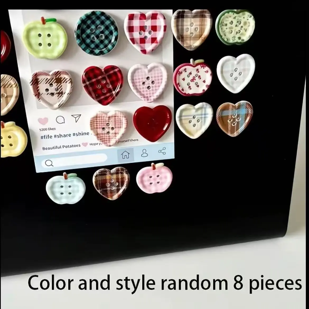 8-Piece Vintage Plaid Button Magnet Set, Decorative Fridge Magnets, Creative Home Decor, Suitable for Kitchen and Office Whiteboard, Unique Wall Art Accessories