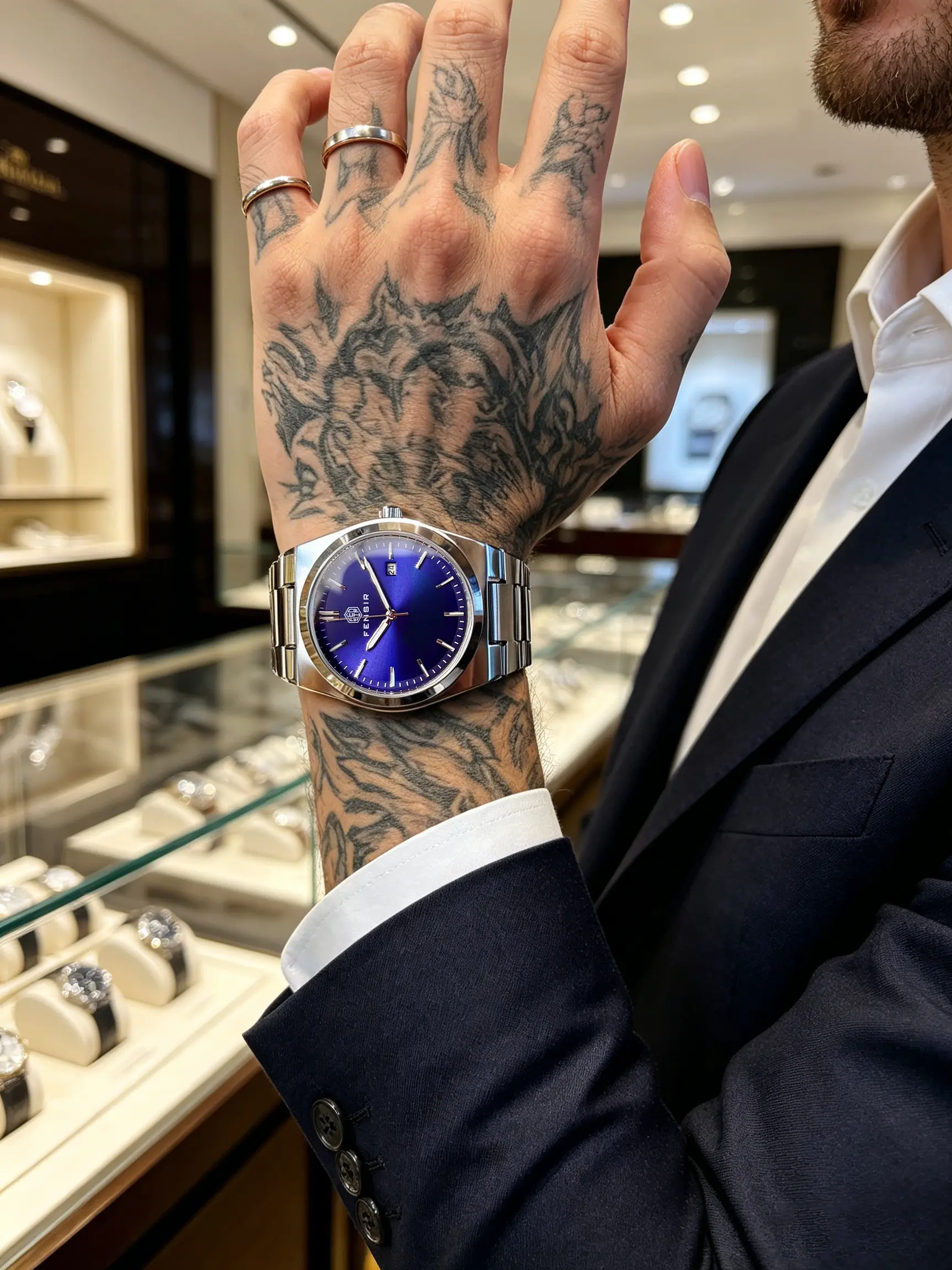 Fashion Men's Quartz Watch, Simple Design, Stainless Steel, Luminous Calendar, Waterproof Steel Band, Business Watch, Analog Face, Sporty Style, Analog Wristwatch