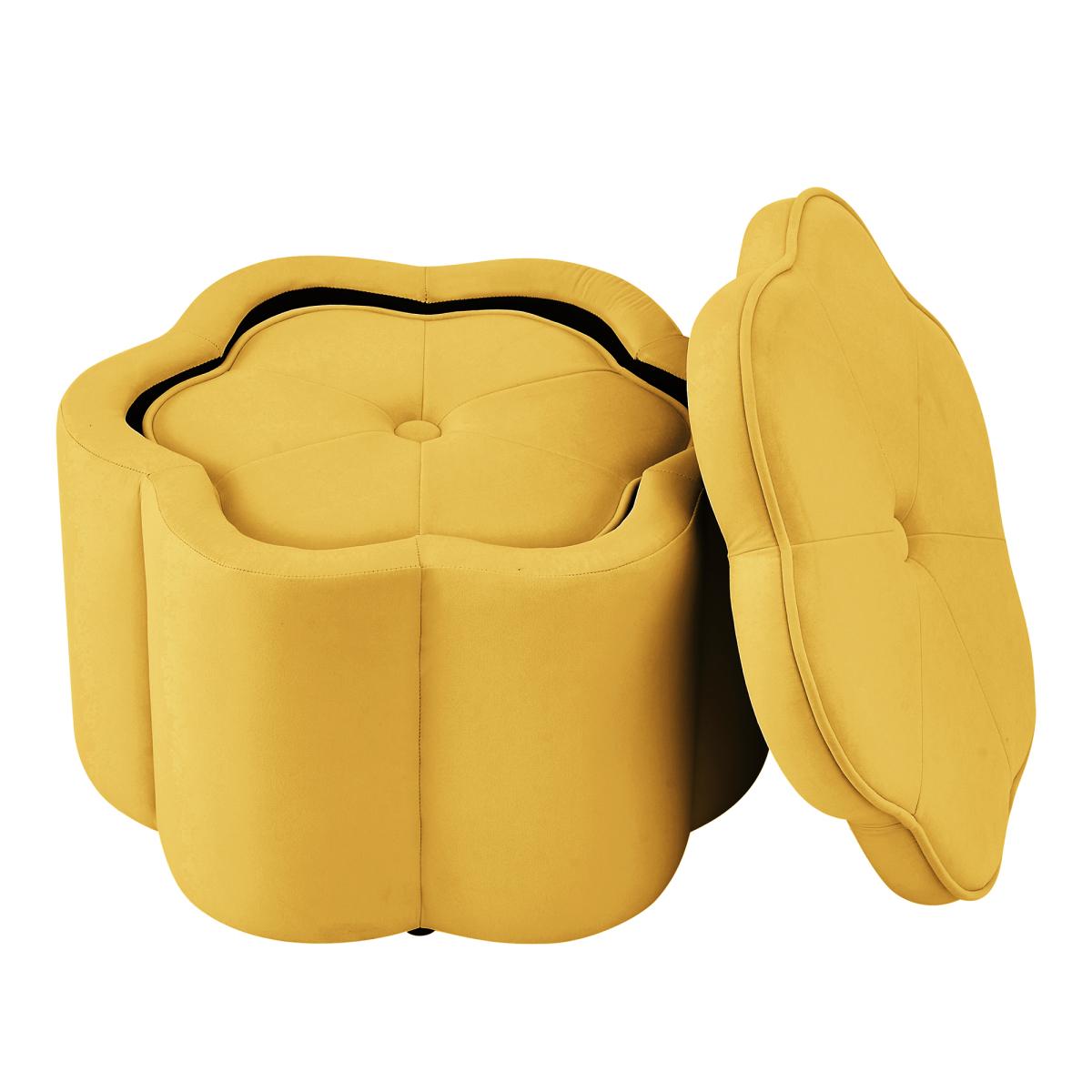 Set of 2 Ottoman with Storage,Flower Shape Petal Ottoman,Upholstered Velvet Storage Ottoman Bench,for for Living Room, Living Room and Entryway