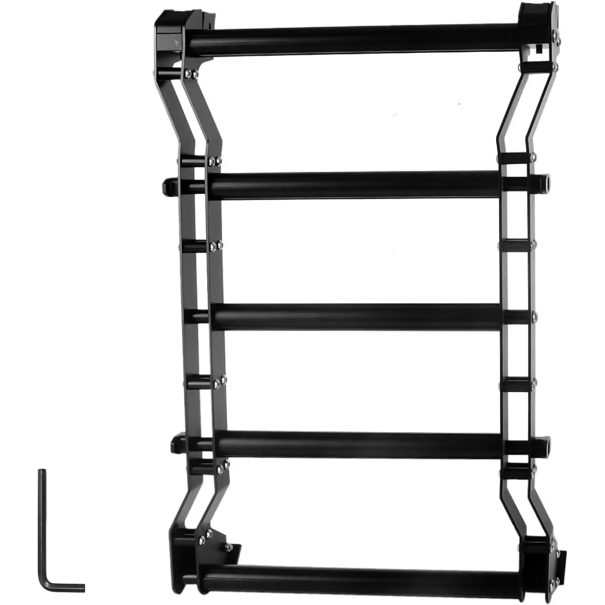 Black Aerospace-Grade Aluminum Alloy Rear Ladder for 2018-2025 Jeep Wrangler JL JLU 2 Door & 4 Door Models, Contoured Body-Hugging Frame, Rear Window Access, 200lb Load Capacity, No-Drill Tool-Free Car Roof Side Rack, Avoids Scratches & Peeling Paint