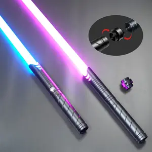 Rechargeable Light Saber Set with Metal Handle, 15 RGB Colors & 3 Sound Modes, Unisex Role Play Toy Gift for Kids & Adults, Halloween Christmas