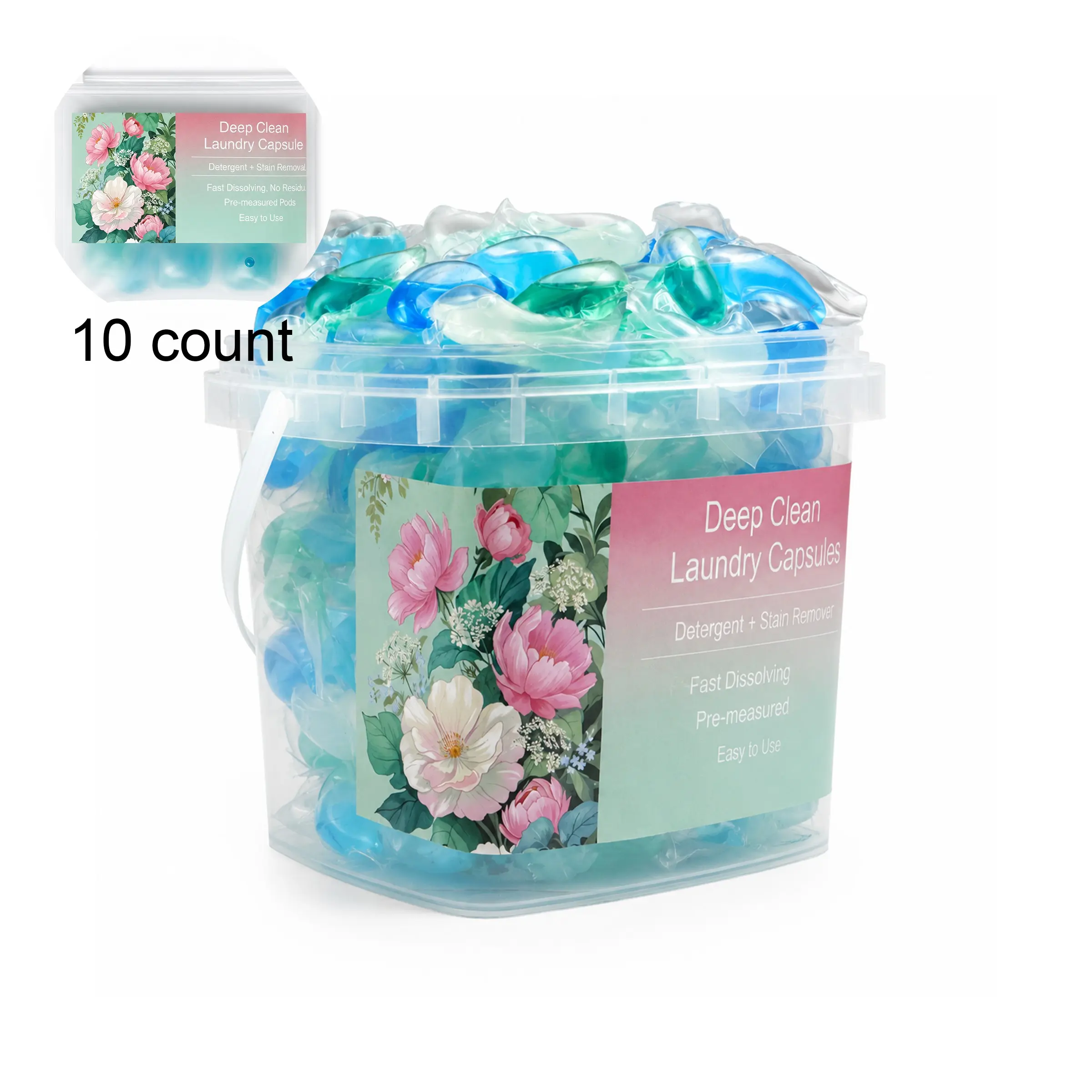 50-Pack Fresh Laundry Capsules, Detergent, Four-Chamber Design, Concentrated Clean Formula, Deep Stain Removal, Long-Lasting Scent, Suitable for All Washing Methods