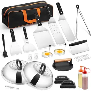 Griddle Accessories Kit, 20Pcs Flat Top Grill Accessories for Camping, Professional ABS Griddle Spatula Grill Tools Set with Melting Dome for Teppanyaki BBQ Outdoor, Perfect Grilling Gifts
