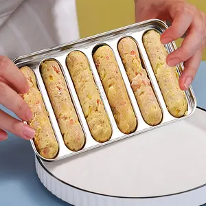 Food Grade 304 Stainless Steel Sausage Mold DIY Hot Dog Ham Maker for Baby Meat Sausage Steaming Baking Kitchen Tool