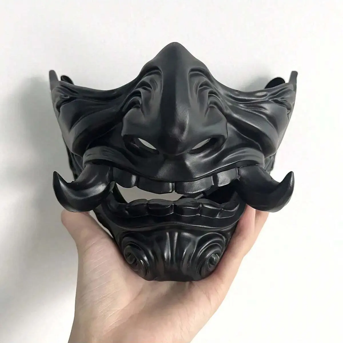 Halloween Half Face Mask, Japanese Style Anime Cosplay Oni Mask, Cyberpunk Costume Accessory, Themed Headwear, Traditional Design, Perfect for Events