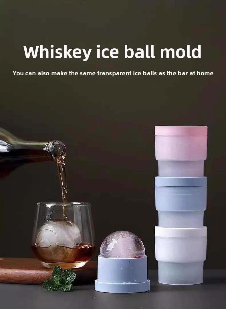 Ice Ball Molds - Set of 3, Round Ice Cube Molds, Spherical Ice Cubes for Whiskey, Cocktails, Bourbon Cocktail Ice Cube Mold