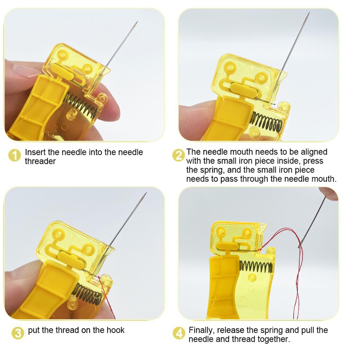 Yellow Automatic Needle Threader for Hand Sewing, Simple Threading Tool for Older Adults and Housewives