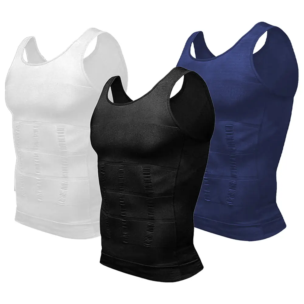 Menswear Compression Tank Top, Tummy & Abdominal Control Body Shaper Trainer Vest, Sleeveless Breathable Shirt Shapewear Underwear for Gym Workout